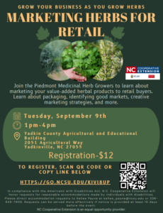 Cover photo for Piedmont Medical Herb Growers Group Presents 'Marketing Herb for Retail'